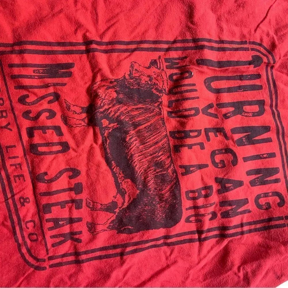 New never worn adult sz small t shirt “turning vegan would be a big missed steak